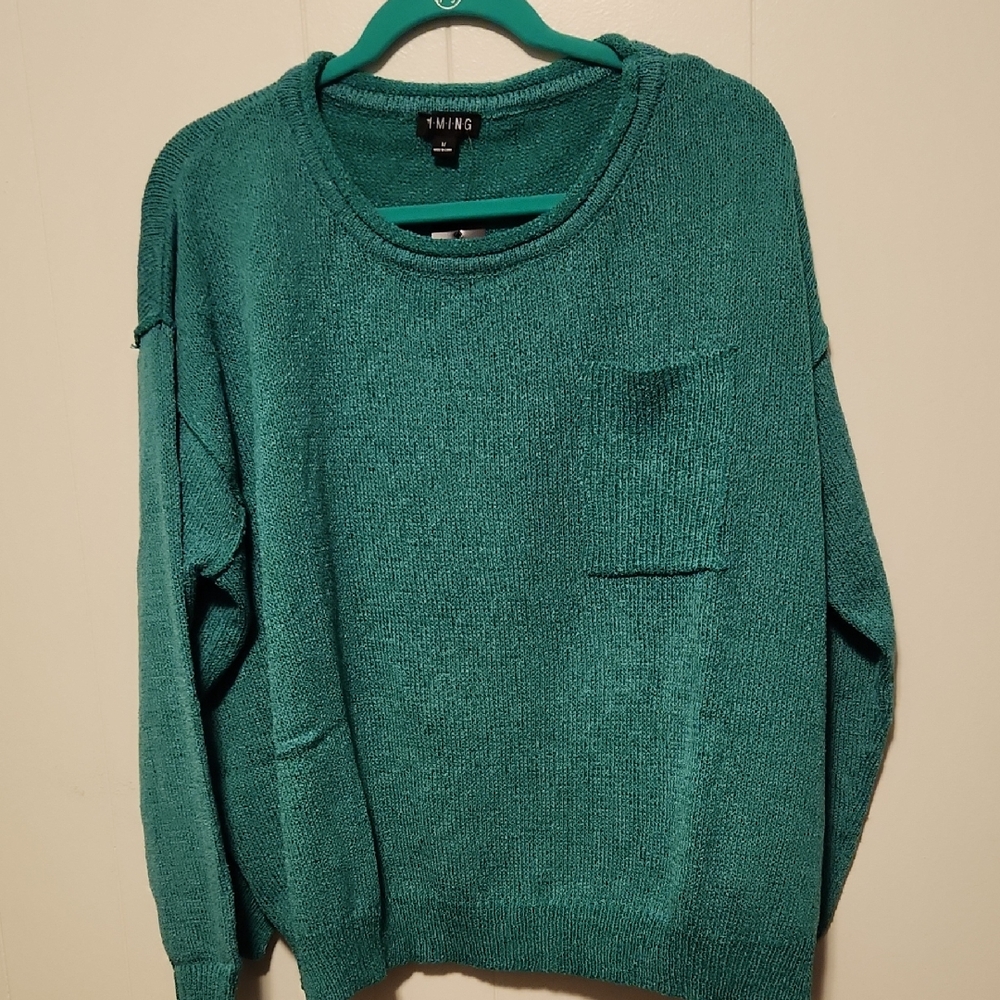 Womens Teal Green Oversized Sweater. Timing Size M